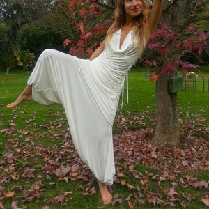 PANTALONI HAREM, Pantaloni da yoga, Yoga, Boho, Pantaloni harem da donna, Meditazione, Pantaloni hippie, Pantaloni a gamba larga da donna, Pantaloni da allenamento, Pantaloni da yoga bianchi