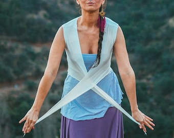 MAGO TOP Sleeveless, Wrap Around Yoga Top, Flamenco Bolero, Short Tank Top, Crop Top, Hopping Clothes, Beach Top, Fire dancing Top, Summer