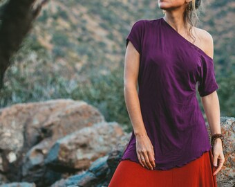 OFF THE SHOULDER Tops and Tees, Sexy bohemian Top, Oversized Shirt, Bohemian Boho Style, Comfortable everyday wear, Maxi Shirt Yoga Style