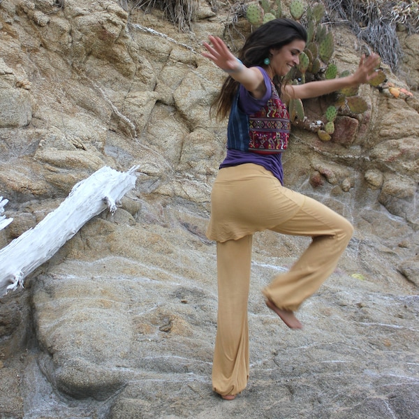 YOGA SKIRT PANTS, white yoga pants, skirted pants, hoop pants, kundalini, elvish pants, wide leg pants