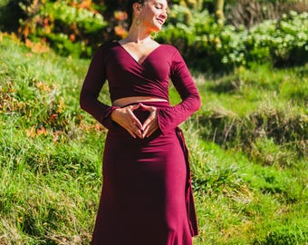 NILO LONG SKIRT, bohemian A shape long skirt, flared skirt with waistband, convertible to a strapless dress