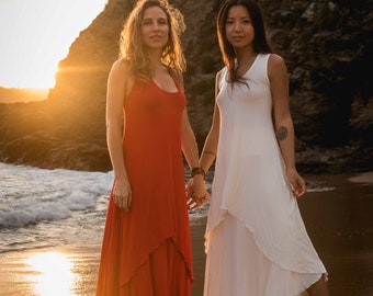 Venus Dress, long tail, elegant and simple dress, asymmetric comfortable maxi dress, romantic ceremony wear, yoga clothing, sleeveless boho