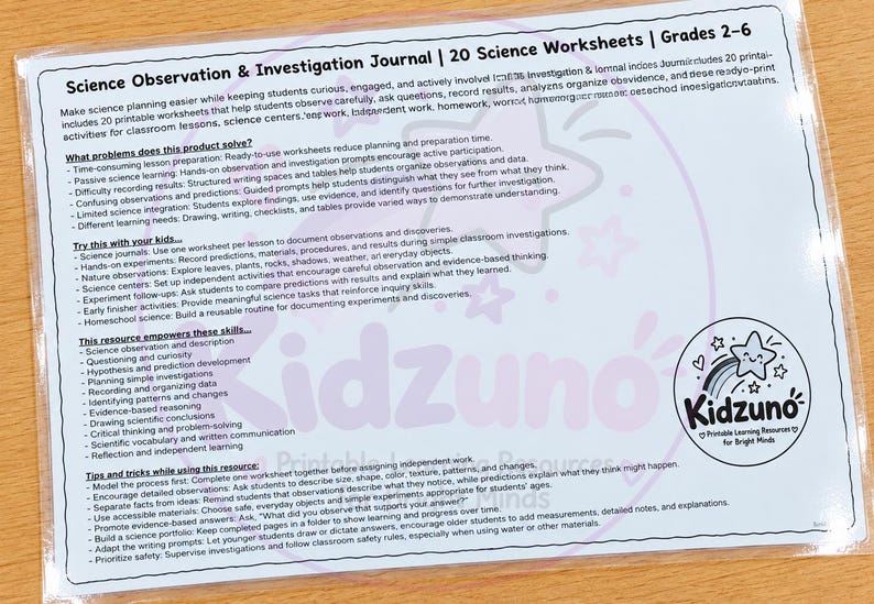 Science Observation & Investigation Journal | 20 Science Worksheets ...