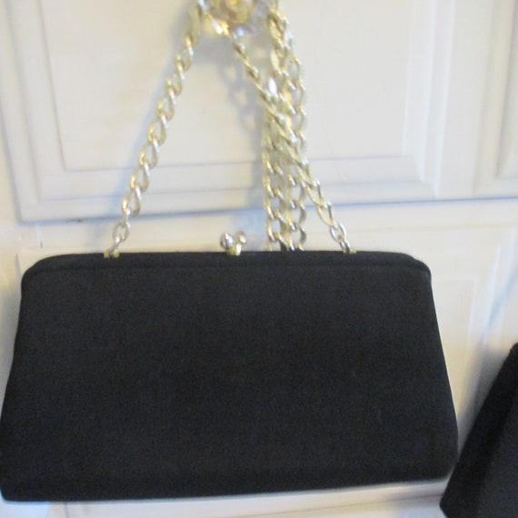 Three Black Vintage Hand Bags. Two Clutch Purses … - image 6