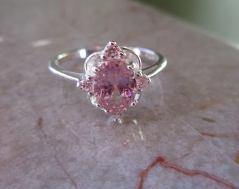 925 Pink CZ & Clear CZ Ring, Avon Beautiful Art Deco Design, Gift For Her, Oct. Birthstone, We also have size 7 and SZ 5. Art Deco Inspired.