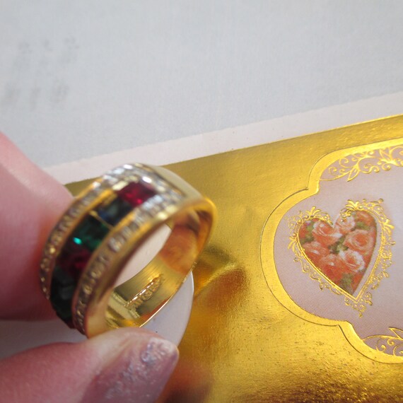 Vintage ESPO Rhinestone Ring: 14KT GE Gold Electr… - image 9