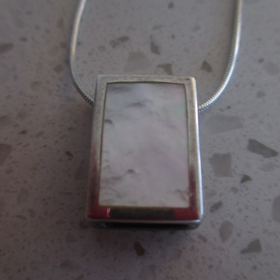 925 ITALY Sterling Silver Mother of Pearl Pendant… - image 5