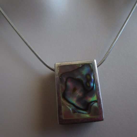 925 ITALY Sterling Silver Mother of Pearl Pendant… - image 3