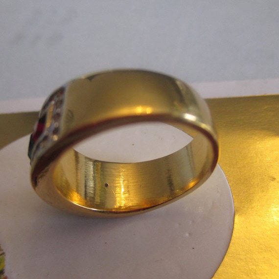 Vintage ESPO Rhinestone Ring: 14KT GE Gold Electr… - image 7