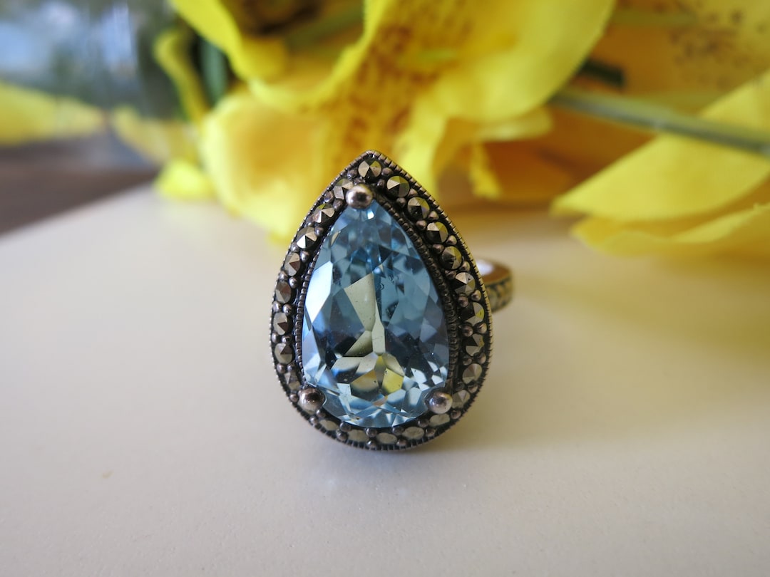 Stunning Topaz Ring 925 Sterling Silver Blue Topaz Ring CNA - Etsy