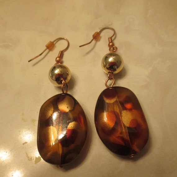 Leopard Print Dangle Drop Earrings: 70s Style Bro… - image 7