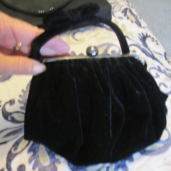 Three Black Vintage Hand Bags. Two Clutch Purses … - image 3