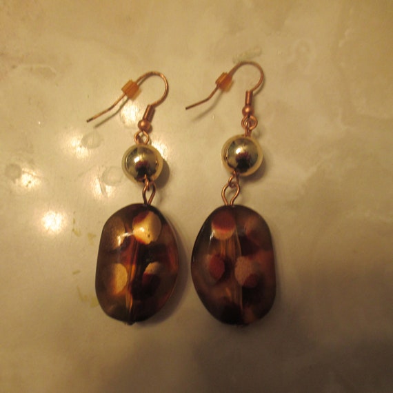 Leopard Print Dangle Drop Earrings: 70s Style Bro… - image 8