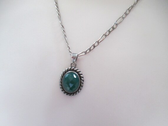925シルバー グリーンストーン ネックレス Vintage Silver Green Stone Necklace 925