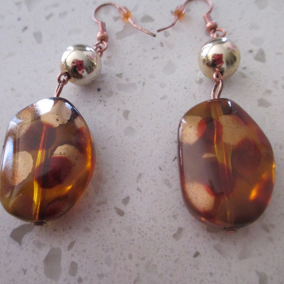 Leopard Print Dangle Drop Earrings: 70s Style Bro… - image 4
