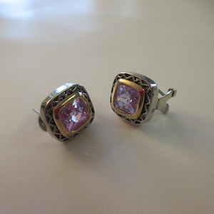 Pretty Pierced Push Back Purple Crystal Earrings in Gold and Silver Setting, Perfect Bridesmaid Earrings, Any Special Occasion, Gift For Her
