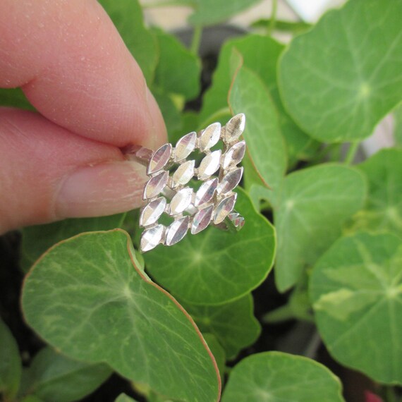 925 Sterling Silver Triangular Diamond Cut Ring, … - image 9