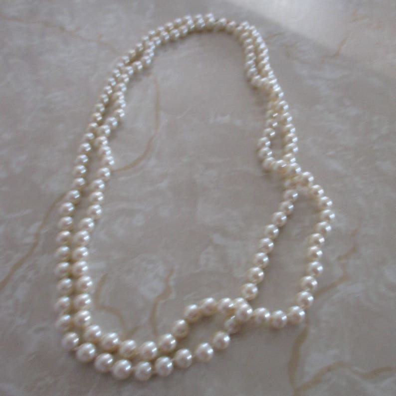SALE Vintage Extra Long Strand of Faux Pearls With Gold Screw - Etsy