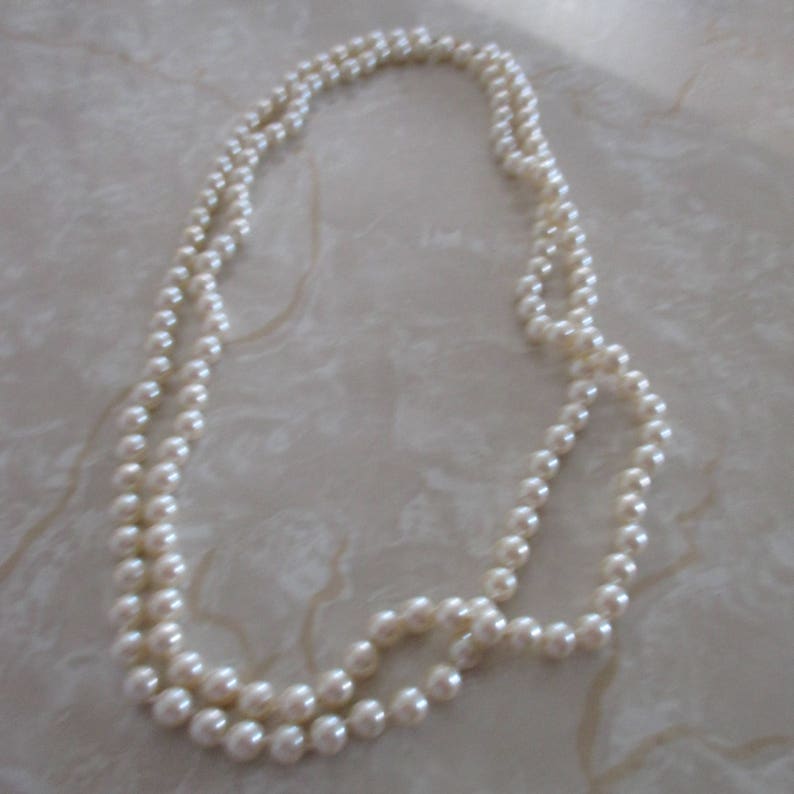 SALE Vintage Extra Long Strand of Faux Pearls With Gold Screw Etsy