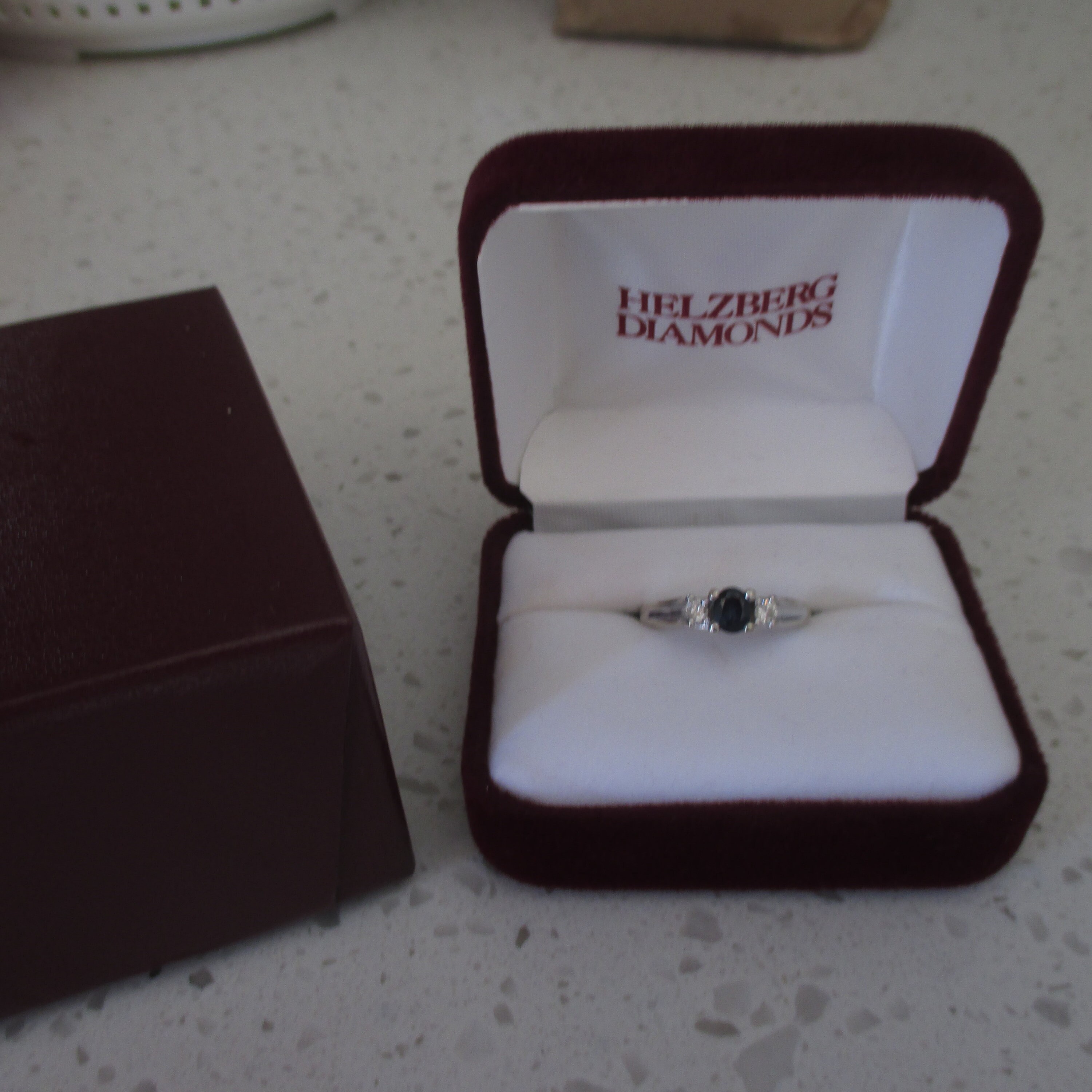 Engagement Ring Quality HELZBERG Blue Sapphire Diamond Ring 10K