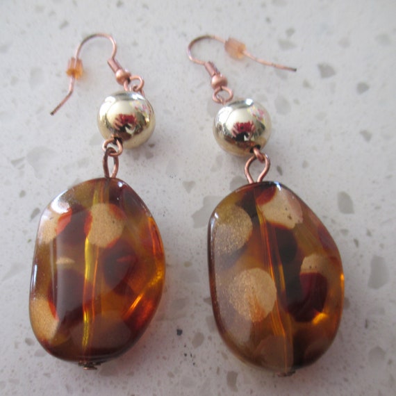 Leopard Print Dangle Drop Earrings: 70s Style Bro… - image 6