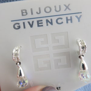 Givenchy Crystal Earrings in Silver Tone Setting, Drop Earrings, Dainty & Pretty