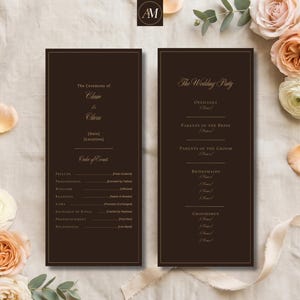 Wedding Program Template, Editable Ceremony Program, Canva Printable Wedding Programme, Double Sided 4x9 Order of Events, Old Money Wedding