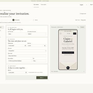 Sito web personalizzato per matrimoni con conferma di partecipazione (RSVP), invito animato e biglietto in formato PNG, 2 temi eleganti, hosting per 12 mesi. immagine 3
