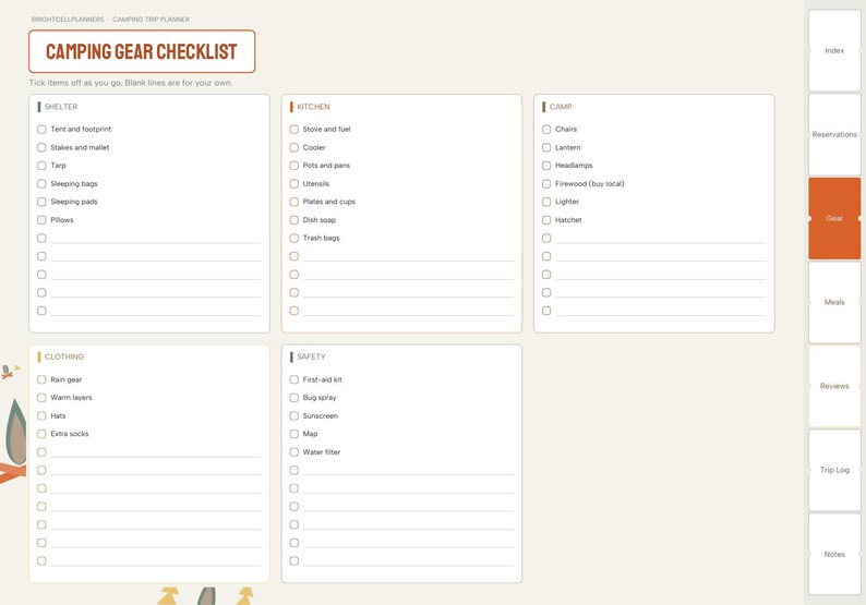 Camping Planner Digital, Campsite Reservations, Camping Gear Checklist, Camp Meal Plan, Campground Reviews, Trip Log bild 4