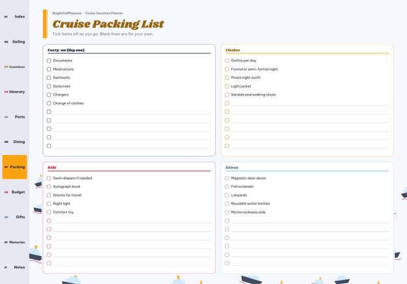 Cruise Vacation Planner Digital, Cruise Packing List, Port Day Planner, Cruise Countdown, Itinerary, Budget, Family Vacation image 8