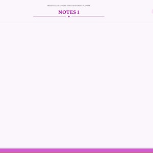 May include: A digital planner page titled NOTES 1 with a light purple background and a large central white rectangular area. The right side features a vertical navigation bar with colorful tabs labeled Index, Year, Setup, Dashboard, months, and categories.