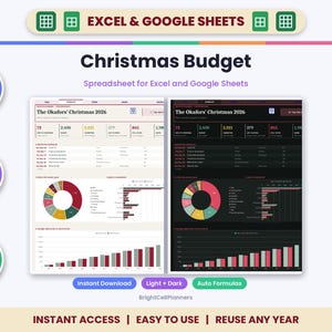 Christmas Budget Spreadsheet for Excel & Google Sheets - Gift Spending Tracker image 1
