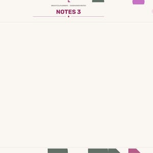 Peut inclure: Une page de planificateur num&eacute;rique intitul&eacute;e NOTES 3 avec une grande zone centrale vide pour &eacute;crire. L'interface pr&eacute;sente un fond cr&egrave;me clair, du texte violet fonc&eacute; et une barre lat&eacute;rale avec des onglets de navigation Index, Setup, Matrix, Task list et Notes.