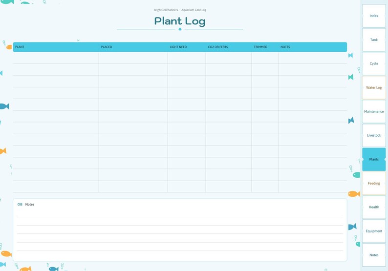 Aquarium Log Digital, Fish Tank Maintenance Tracker, Water Parameters Log, Water Change Schedule, Fish Inventory, Plants image 7