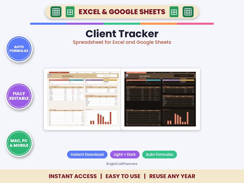 Client Tracker Spreadsheet – Small Business CRM with Follow-Up Reminders (Digital Download) image 1