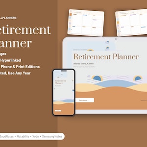 Retirement Planner Digital, Retirement Budget, Income Sources, Social Security and Pension Notes, Bucket List, Health Plan Bild 1