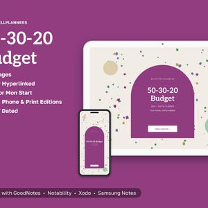 2027 Digital 50-30-20 Budget, Tablet 50-30-20 Budget PDF, Hyperlinked Planner, Budget Tracker, Tablet Planner image 1