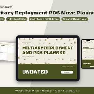 Military PCS Planner Digital, PCS Move Checklist, Deployment Planner, Military Spouse Binder, Household Goods Inventory