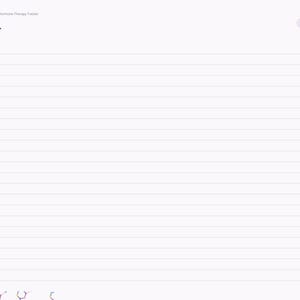 May include: A digital planner page titled Notes 1 with horizontal lines for writing. The sidebar features navigation tabs labeled Index, My Plan, Doses, Sites, Labs, Symptoms, Reflection, Refills, Appointments, and Notes in a light purple theme.
