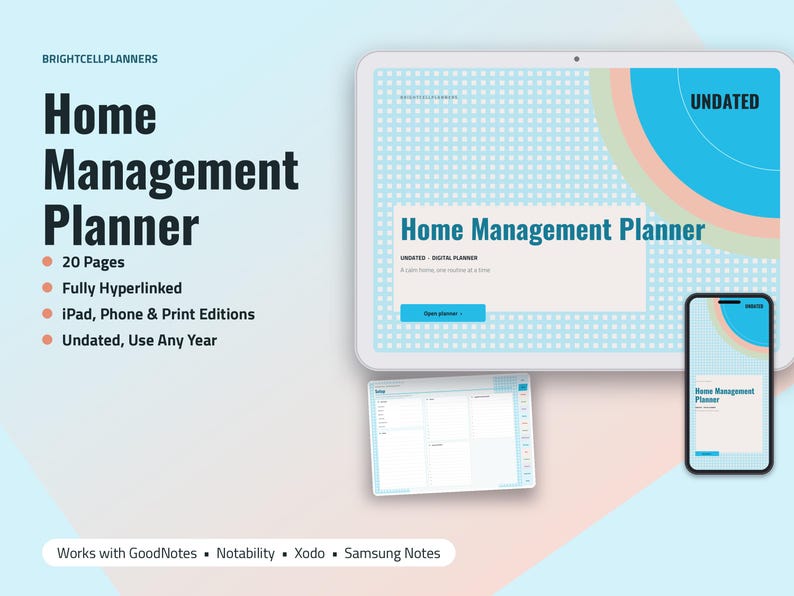 Digital Home Management Planner, Tablet Cleaning Planner, Cleaning Schedule, Home Maintenance Log, Household Binder PDF image 1