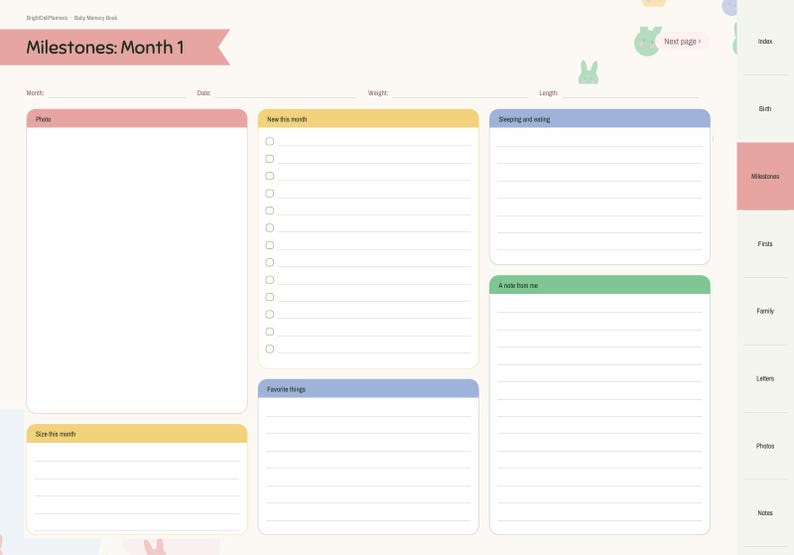 Digital Baby Memory Book, Baby Journal, Birth Story, Monthly Milestones, Baby Firsts, Family Tree, Letters to Baby bild 4