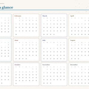 May include: A digital 2027 calendar planner page titled 2027 at a glance, featuring twelve monthly grids with dashed borders, days of the week headers, and a vertical navigation sidebar with tabs labeled Index, Year, Setup, Dashboard, and Notes.