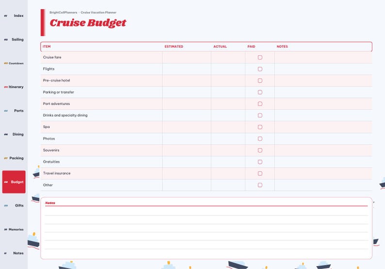 Cruise Vacation Planner Digital, Cruise Packing List, Port Day Planner, Cruise Countdown, Itinerary, Budget, Family Vacation image 9