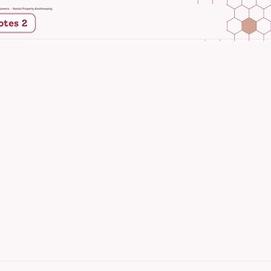 May include: A digital planner page titled Notes 2 with a white background and a left-hand navigation sidebar containing labels like Index, Year, Setup, and monthly tabs. The top right corner features a honeycomb pattern and a Next button.