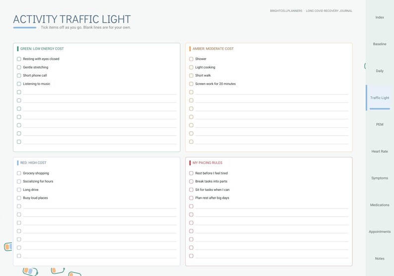 Long COVID Journal Digital, Pacing Planner, Energy Envelope, PEM Tracker, Symptom Log, Heart Rate, Brain Fog Tracker image 5