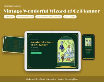 2027 Wonderful Wizard of Oz Digital Planner, 1900 W.W. Denslow Book Illustrations, Hyperlinked Planner, Vintage Literary Gift