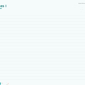 May include: A digital planner page titled Notes 1 with horizontal lines for writing. The left side features a vertical navigation bar with tabs labeled Index, Year, months, Clients, Quotes, Checklist, Supplies, Income, Mileage, Taxes, and Notes.