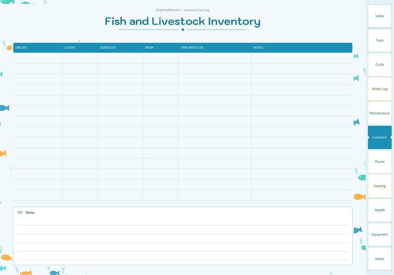 Aquarium Log Digital, Fish Tank Maintenance Tracker, Water Parameters Log, Water Change Schedule, Fish Inventory, Plants image 6