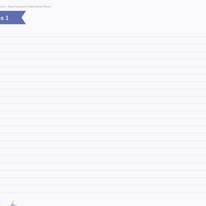 May include: A digital planner page titled Notes 1 with a light purple background and horizontal lines. The left sidebar features navigation tabs labeled Index, Little One, Naps, Sleep Training, Potty, Meals, Milestones, and Notes.
