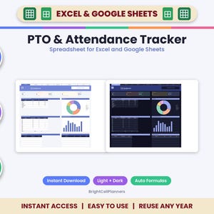 PTO Tracker Spreadsheet for Excel & Google Sheets - Employee Attendance and Leave Calendar